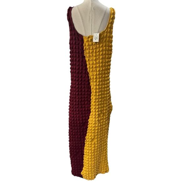 ASHLEY STEWART Textured Yellow & Burgundy Bodycon maxi Dress NEW Size 26/28 PLUS - Picture 3 of 11